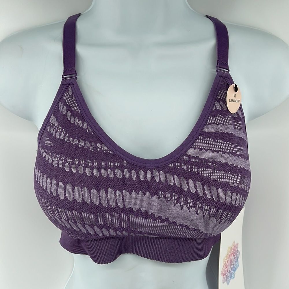Bella Movement purple lilac lavender sports bra slimming fit NEW NWT small soft - Picture 3 of 13